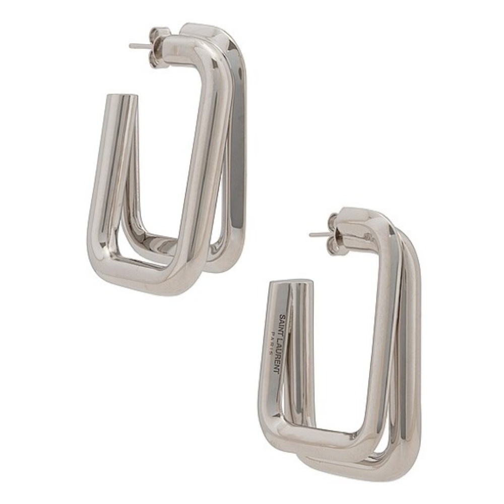 Saint Laurent Metallic Silver Hoop Earrings